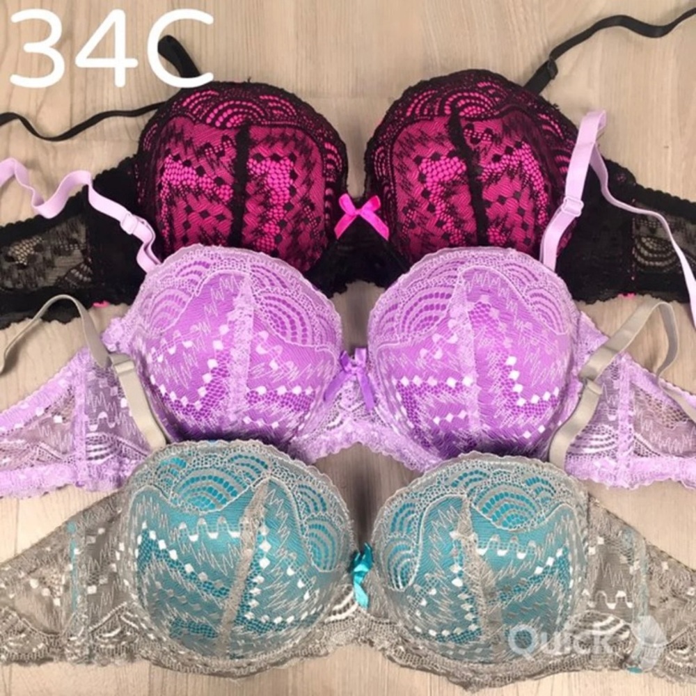 NWOT⭐️34C, 3-pk Lace Push up Bras